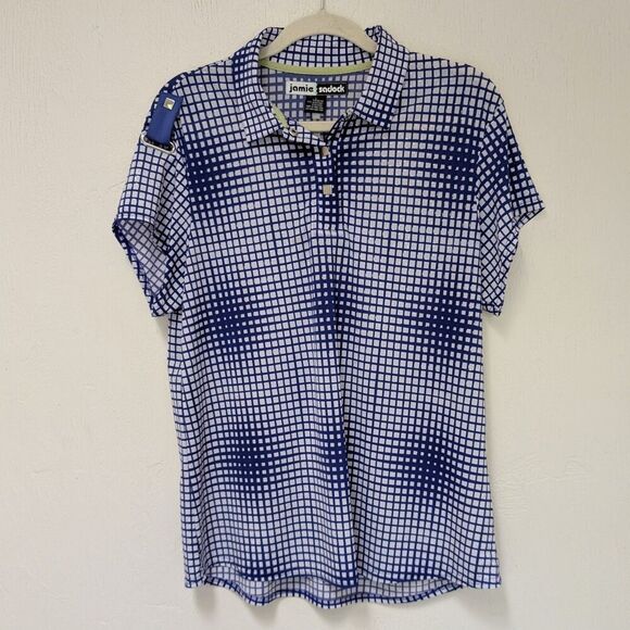 JAMIE SADOCK Womens Golf Shirt Silver Stud Snaps Top Polo Size Large - Picture 1 of 6